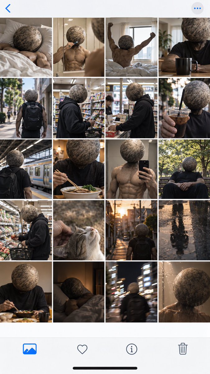Surreal Boulder Head Man Photo Grid