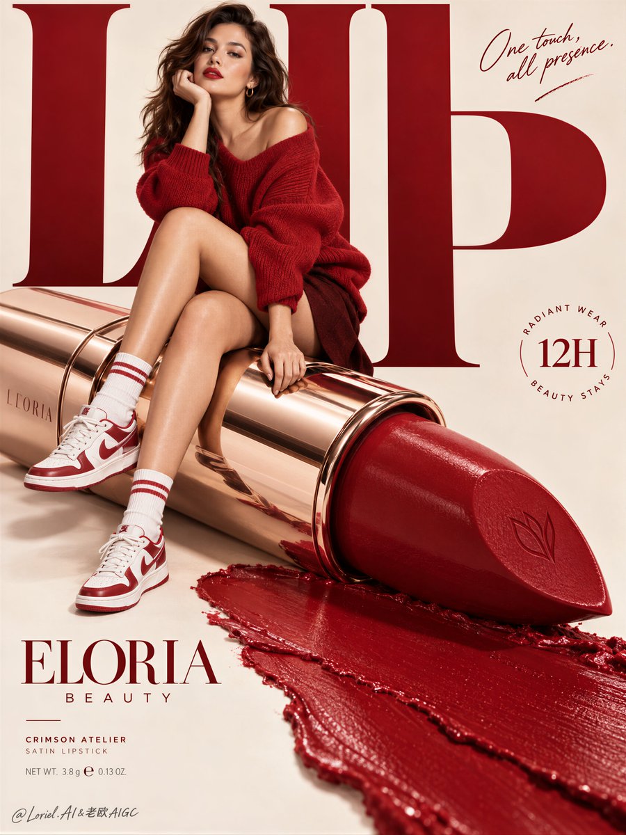 Oversized Lipstick Beauty Campaign example
