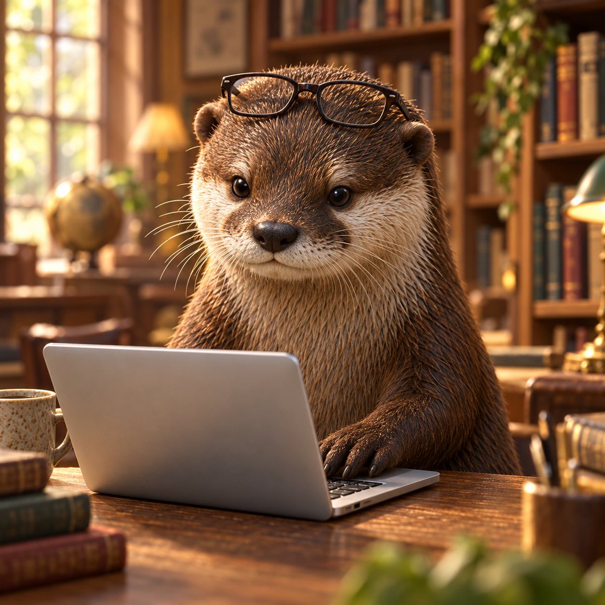 Otter Working on Laptop