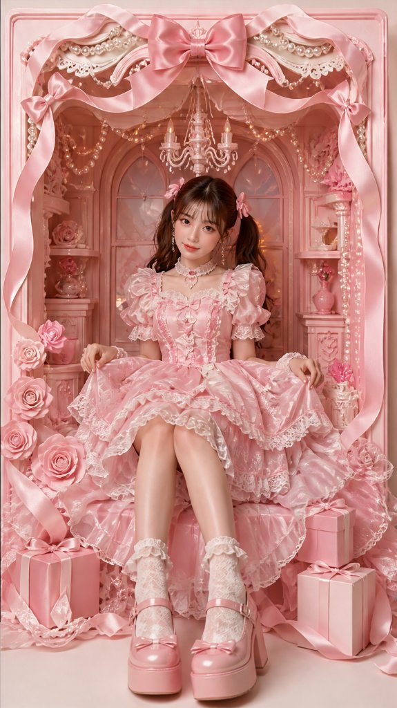 Pastel Pink Paper Doll Girl
