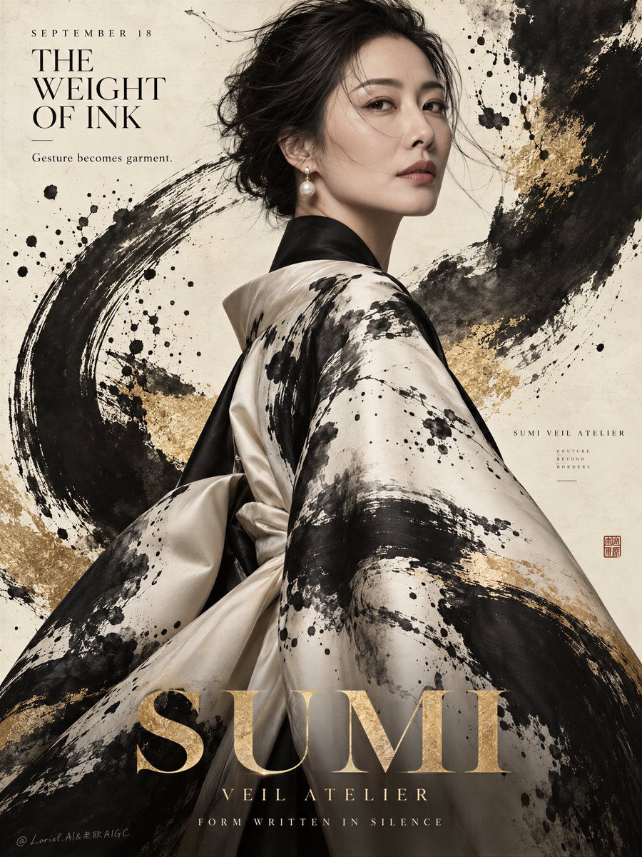 Couture Fashion Poster with Ink Expression example