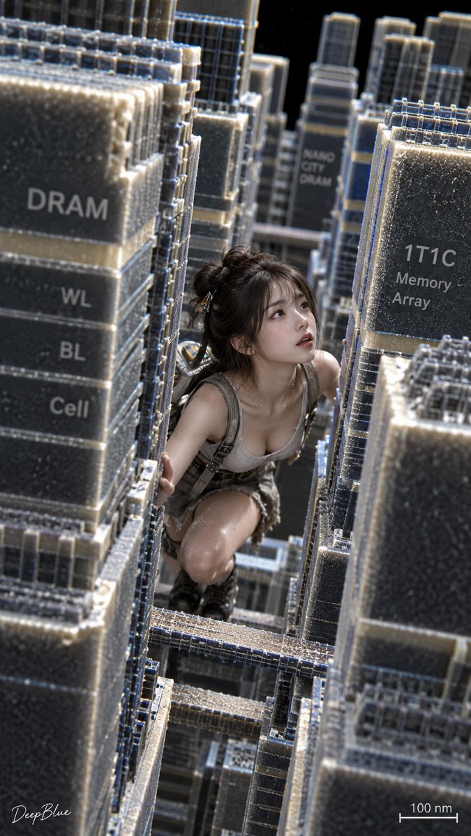 Nano-scale Woman in Memory Chip City