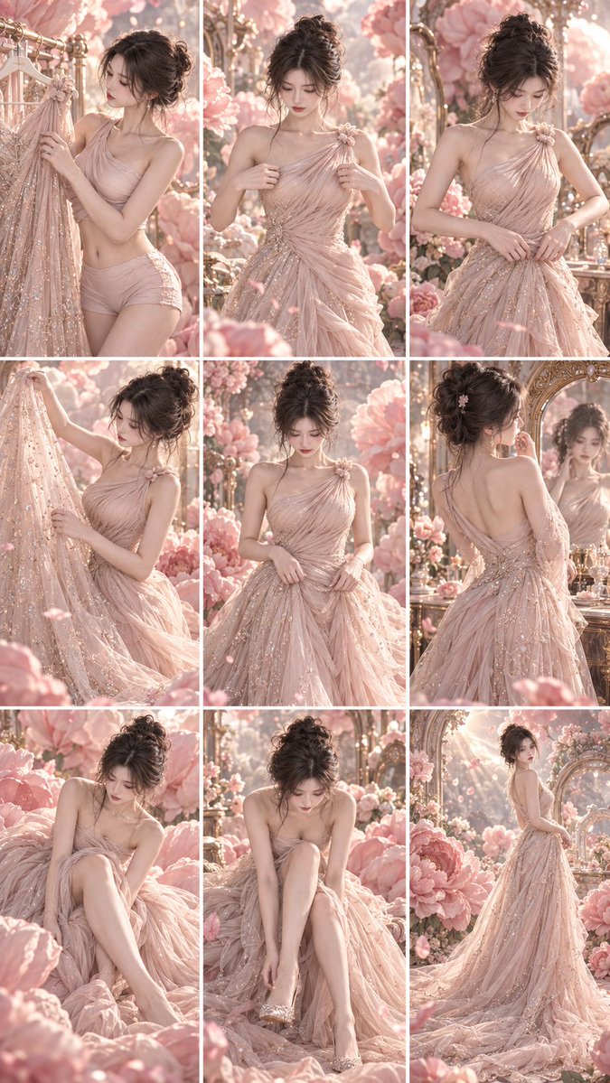 Peony Dream Fashion Editorial Collage