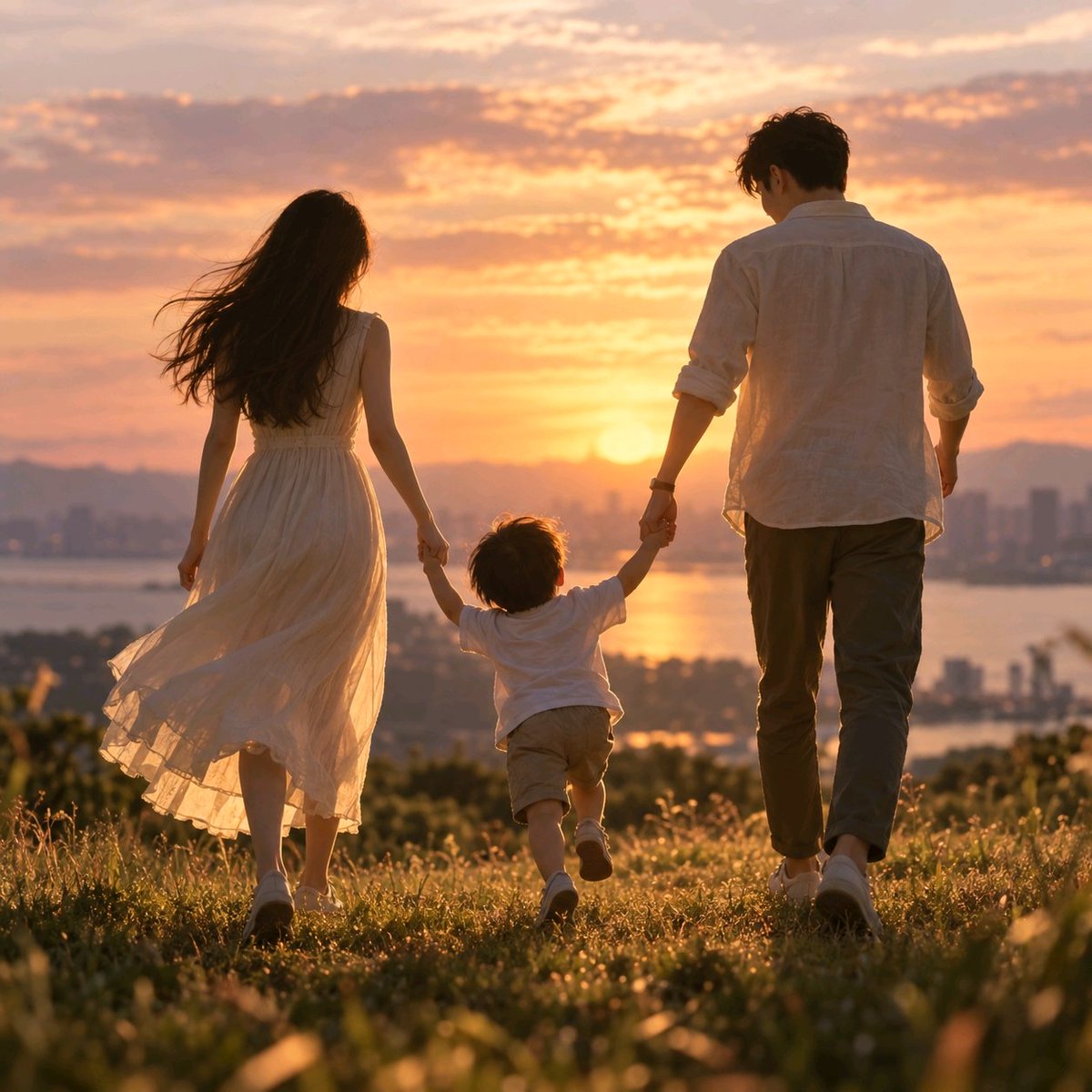 Stick Figure to Family Sunset Photo