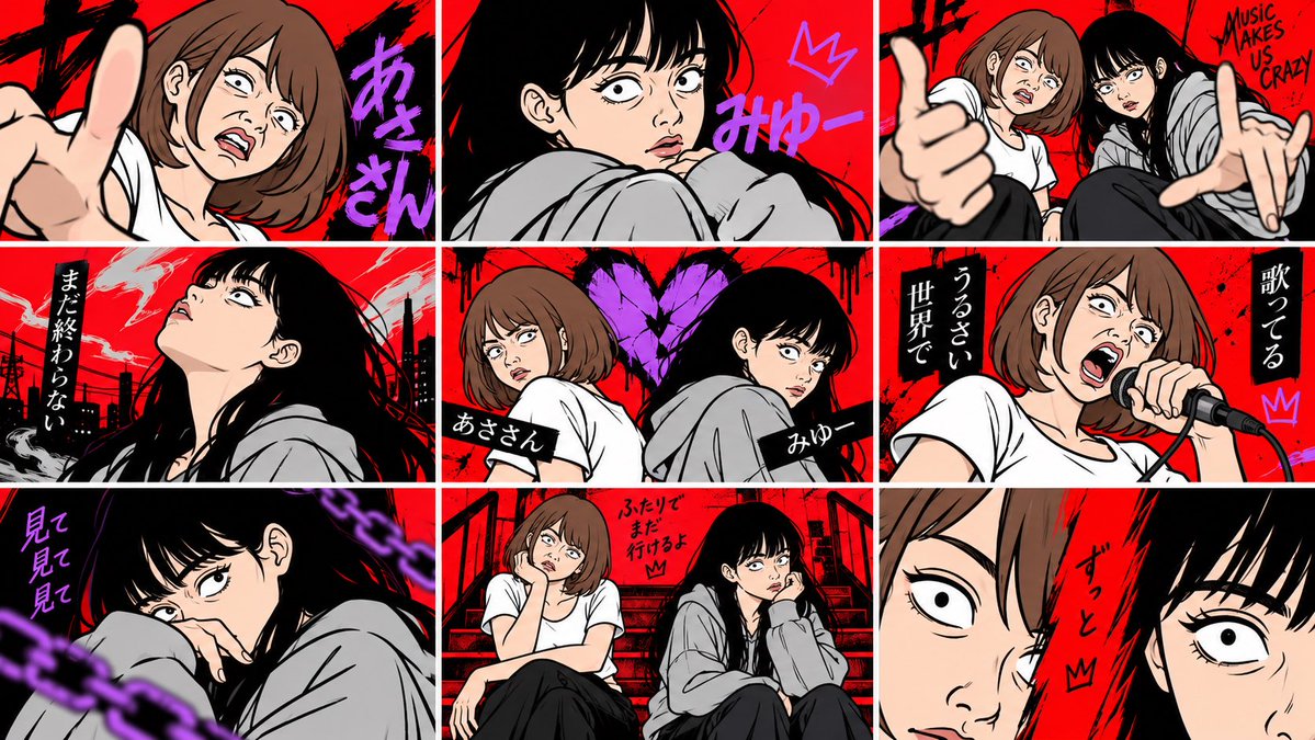 Punk Manga Nine-Panel Collage