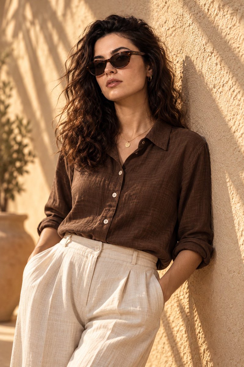 Linen Shirt Lookbook Portrait Prompt