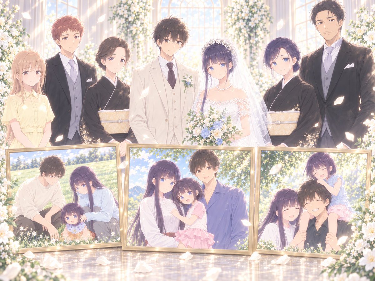 Anime Wedding Family Portrait