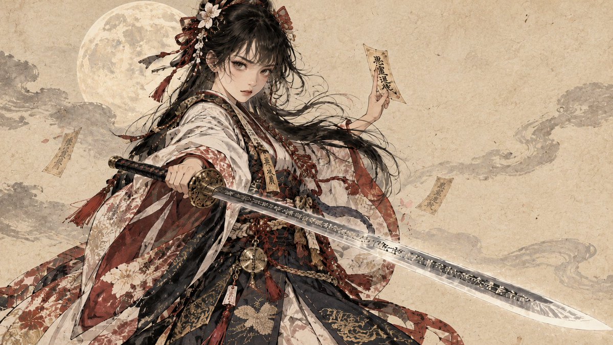 Fantasy Warrior Girl with Katana example