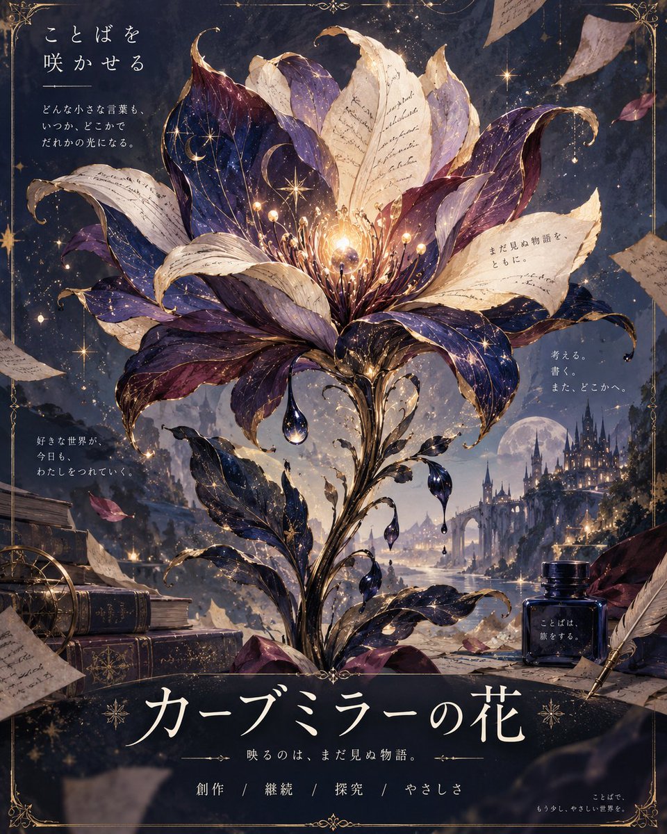 Magical Parchment Flower Illustration example