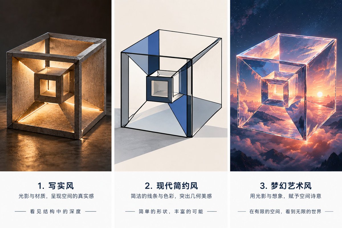 Three-Style Cube Poster example