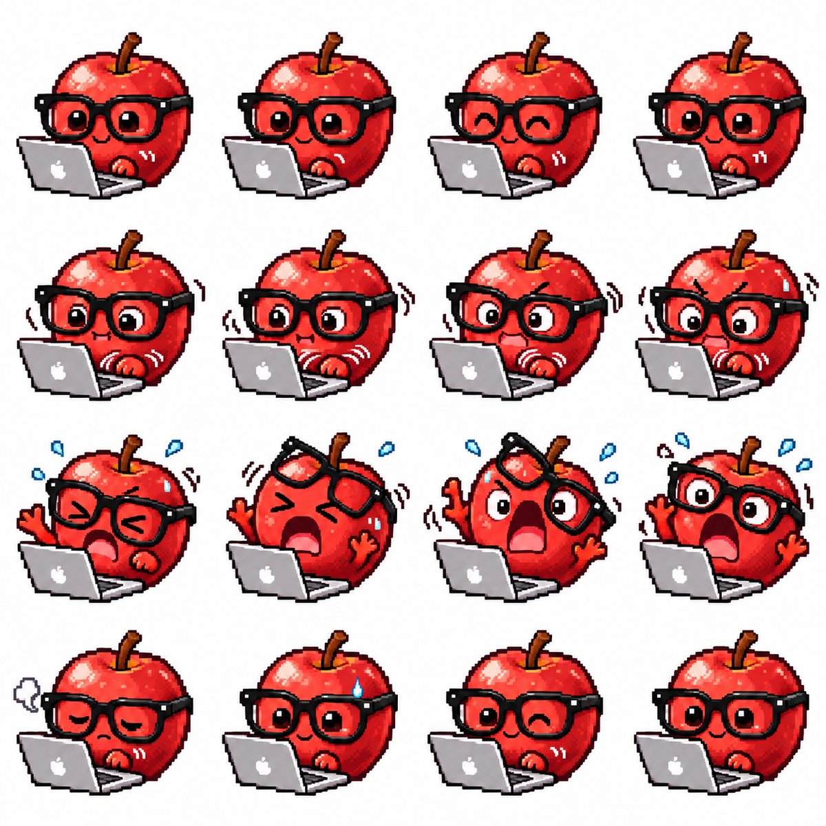 Apple Mascot Pixel Sprite Sheet example