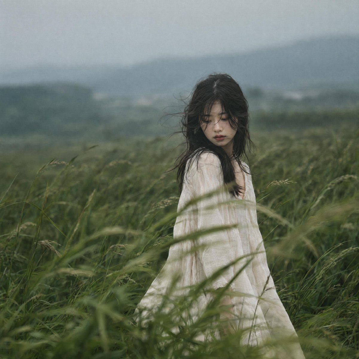 Cinematic Editorial Portrait in Meadow