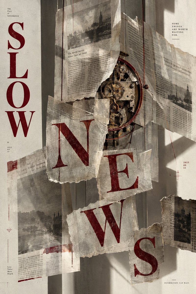 Slow News Archival Poster Prompt example