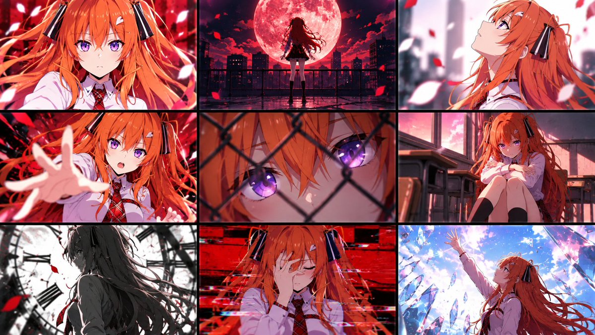 Nine-Panel Anime Heroine Collage