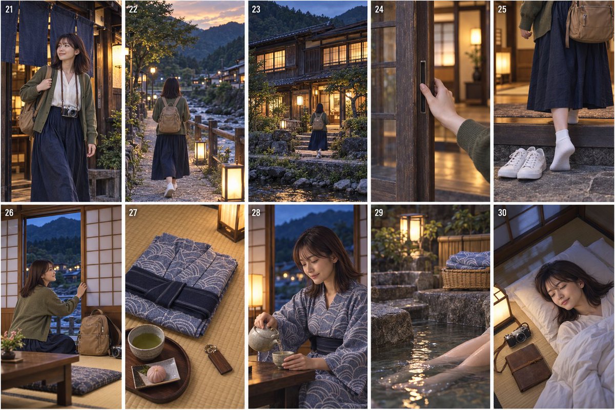 Japanese Travel Vlog Storyboard Grid