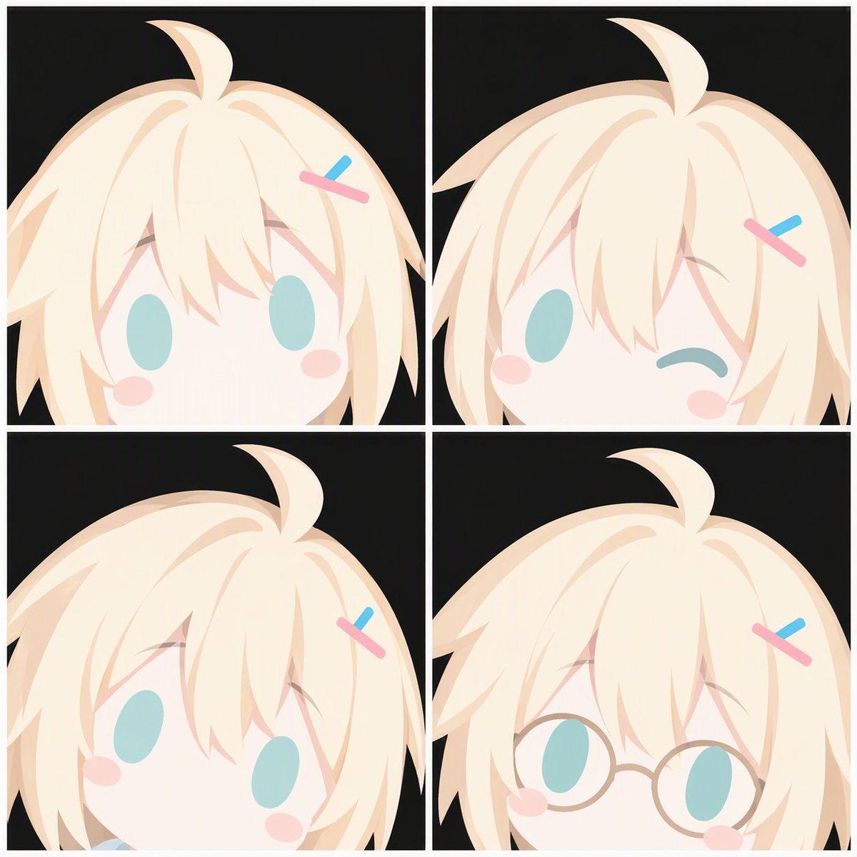 Cute Anime Character Expression Grid