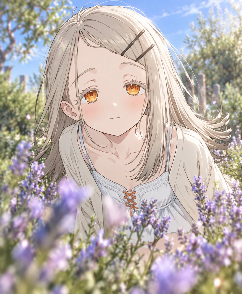Anime Girl in Lavender Field