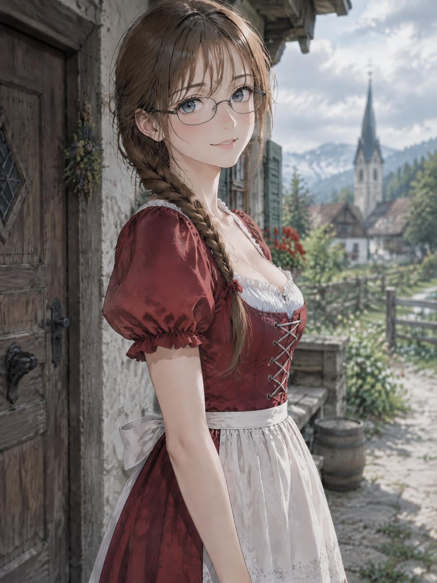 Anime Girl in Red Dirndl