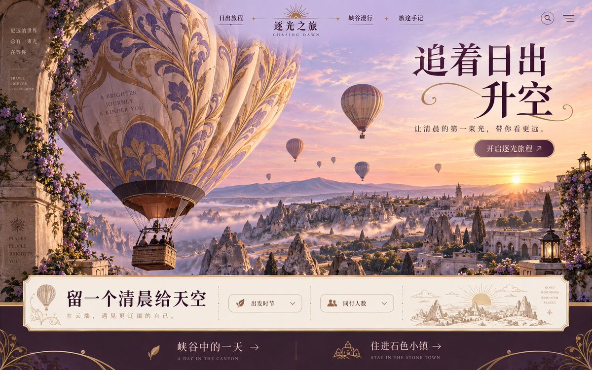 Luxury Hot Air Balloon Travel Website example