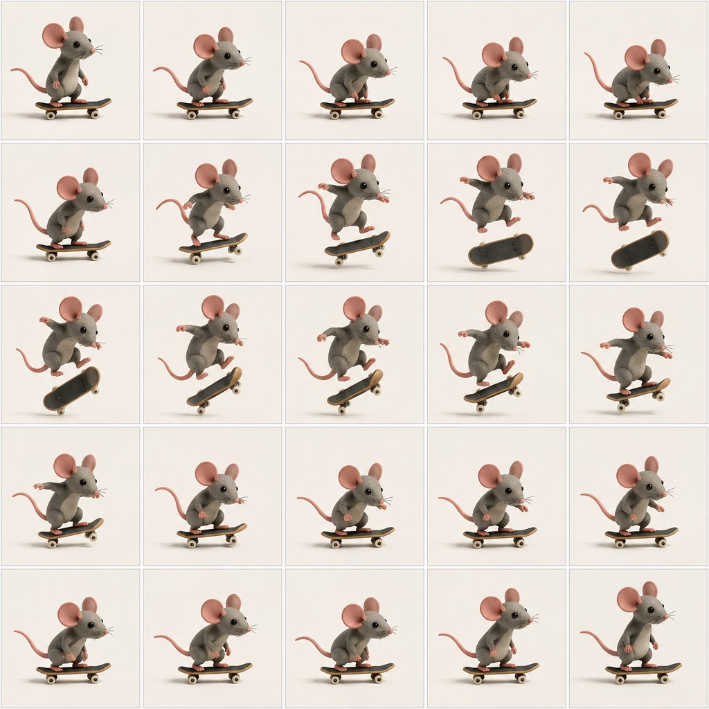 Mouse Skateboard Trick Animation Grid