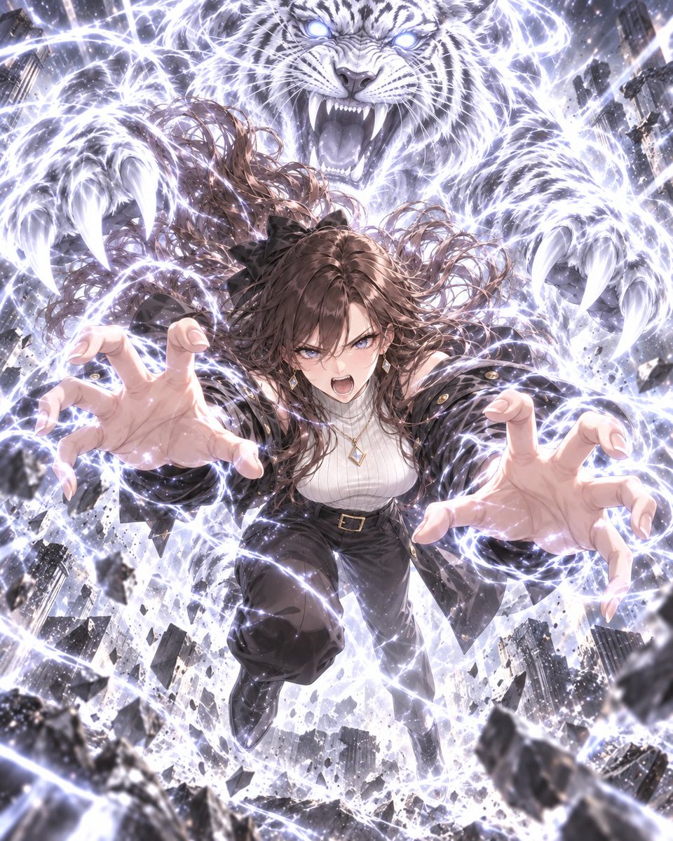 Anime Girl Summoning White Tiger Spirit
