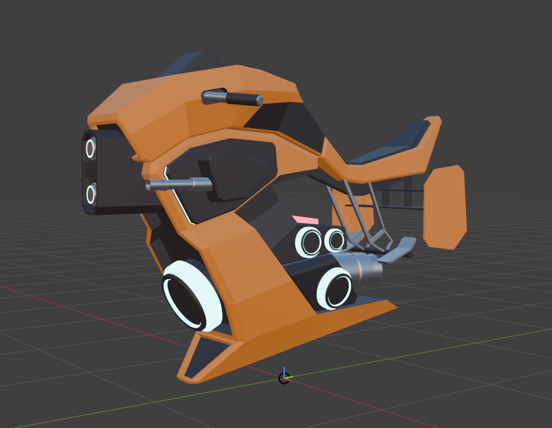 Futuristic Orange Sci-Fi Hoverbike