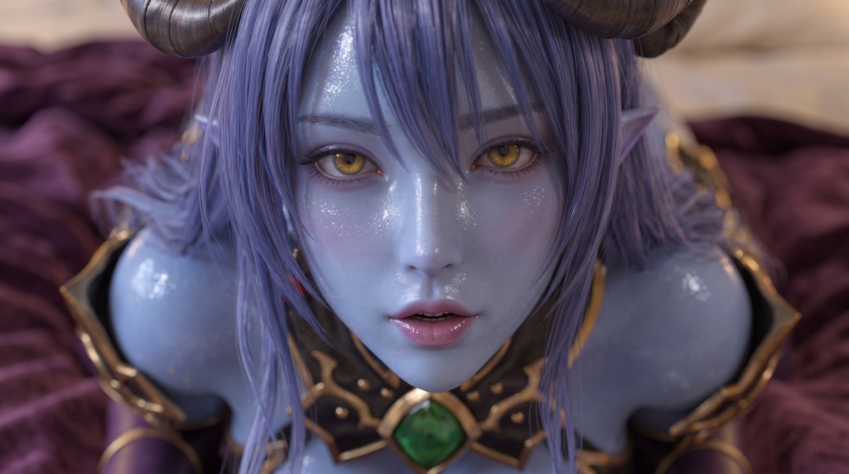 Lavender-Skinned Demoness Portrait
