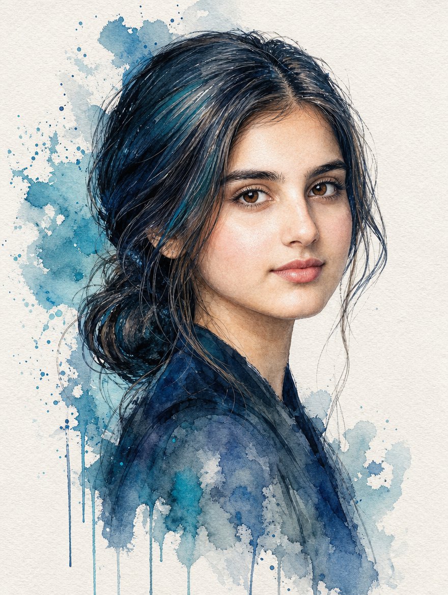 Traditional Watercolor Portrait example
