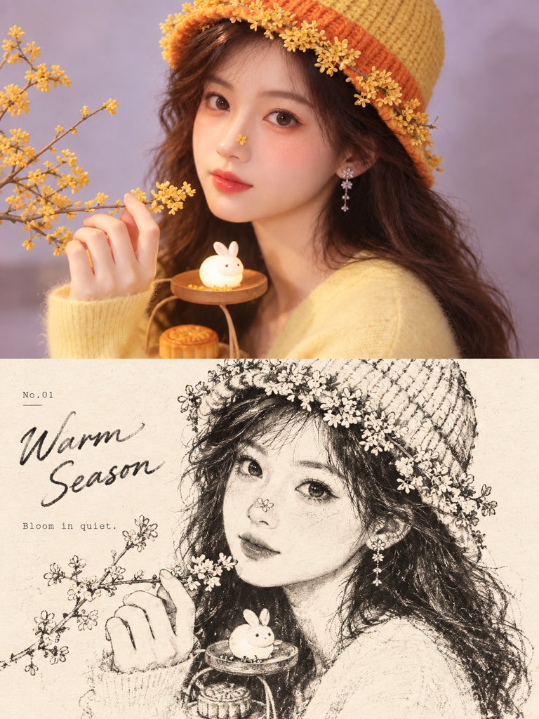 Dual-Panel Portrait & Sketch Poster