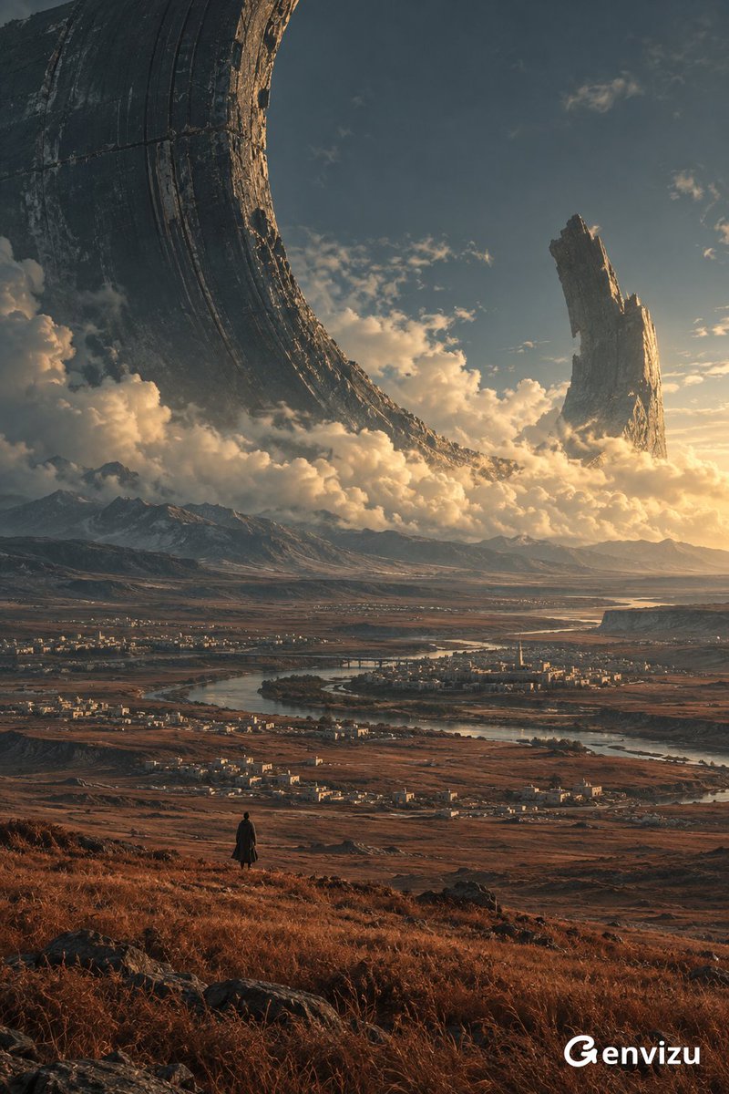 Grand Sci-Fi Landscape with Monolithic Ring