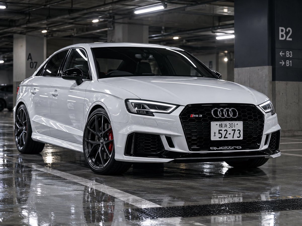 White Audi in Underground Parking