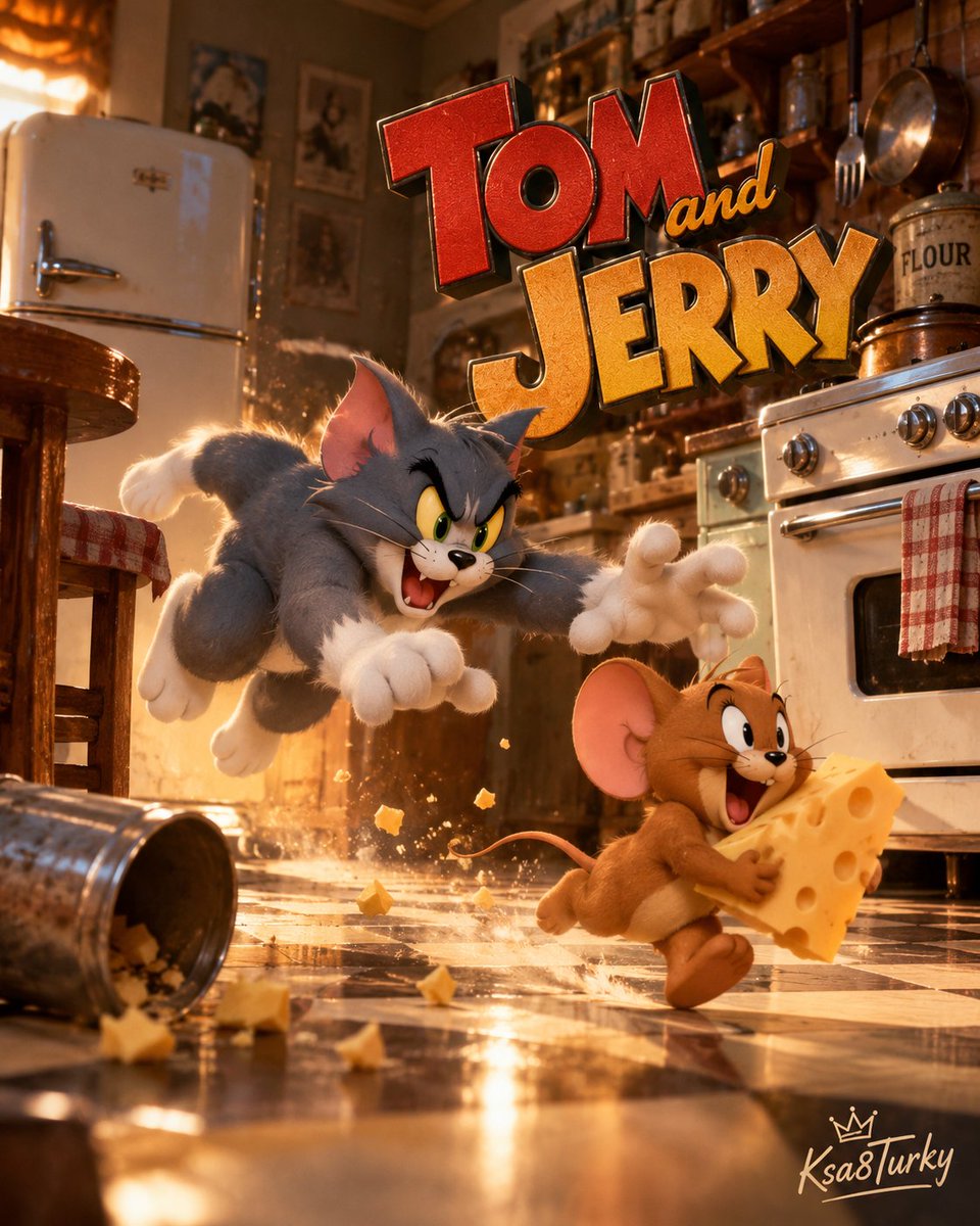 Realistic Tom and Jerry Kitchen Chase example