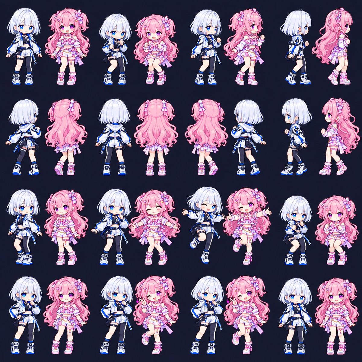 Chibi Game Sprite Sheet Duo