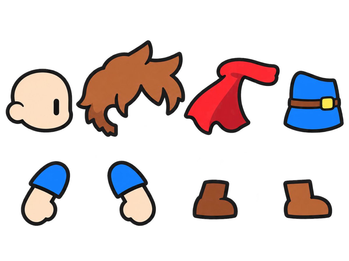 Cute RPG Character Sprite Parts