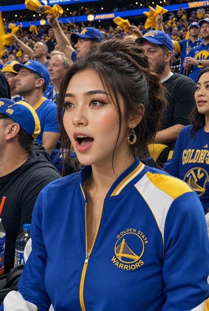 Warriors Fan Surprised Courtside Portrait
