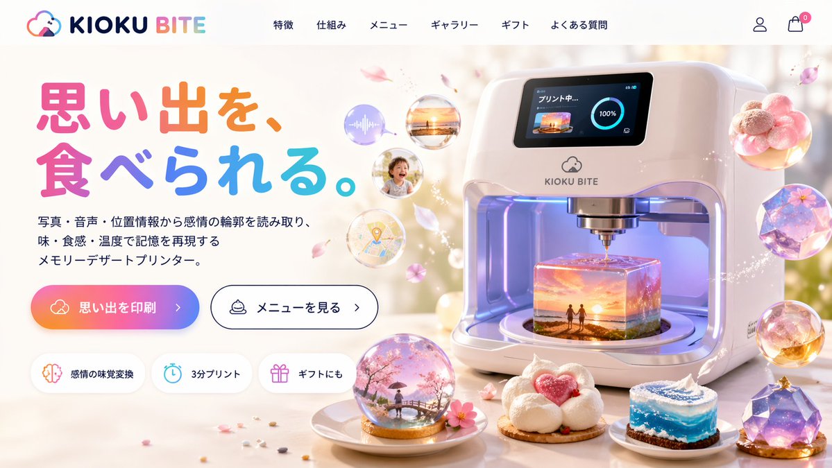 Futuristic 3D Food Printer Landing Page example