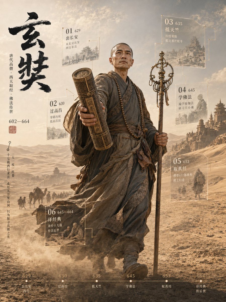 3D Xuanzang Historical Archive Poster example
