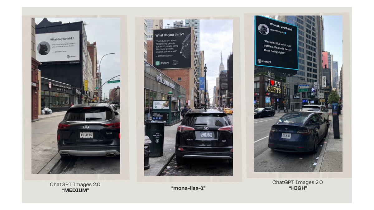 Three-Panel AI Billboard Comparison example