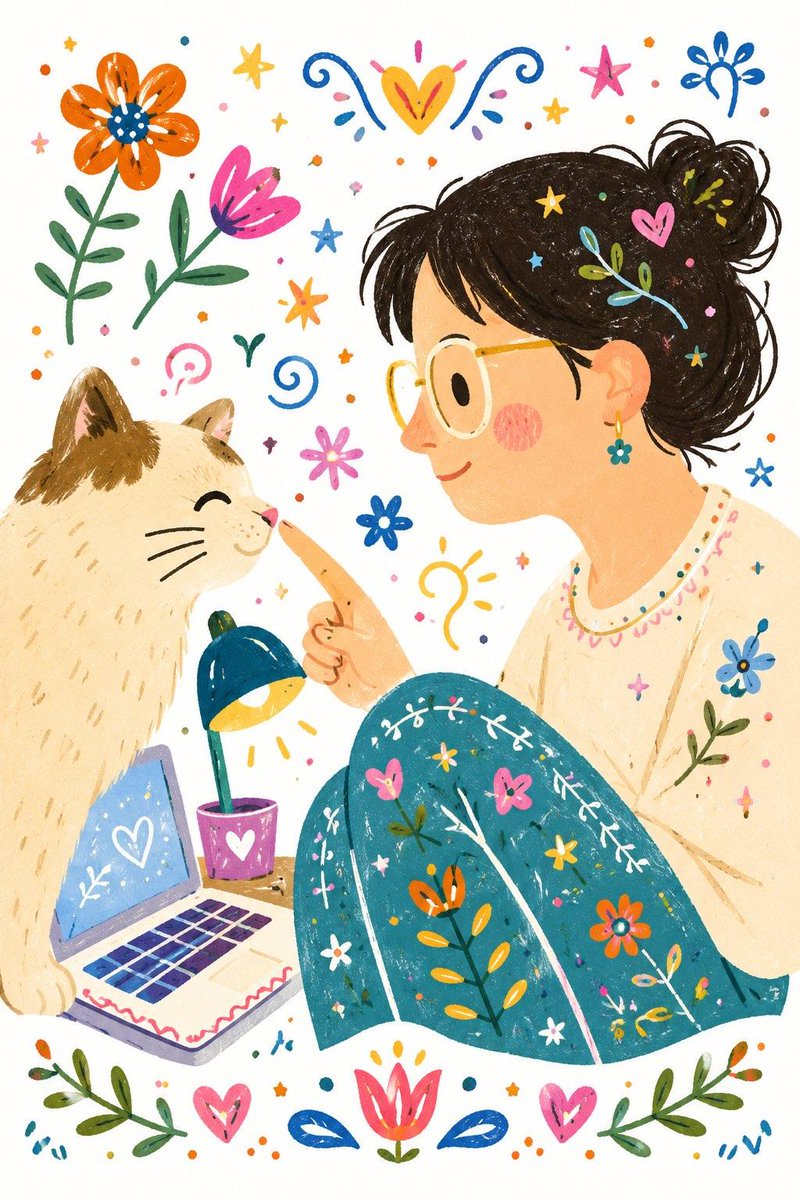 Decorative folk flat illustration