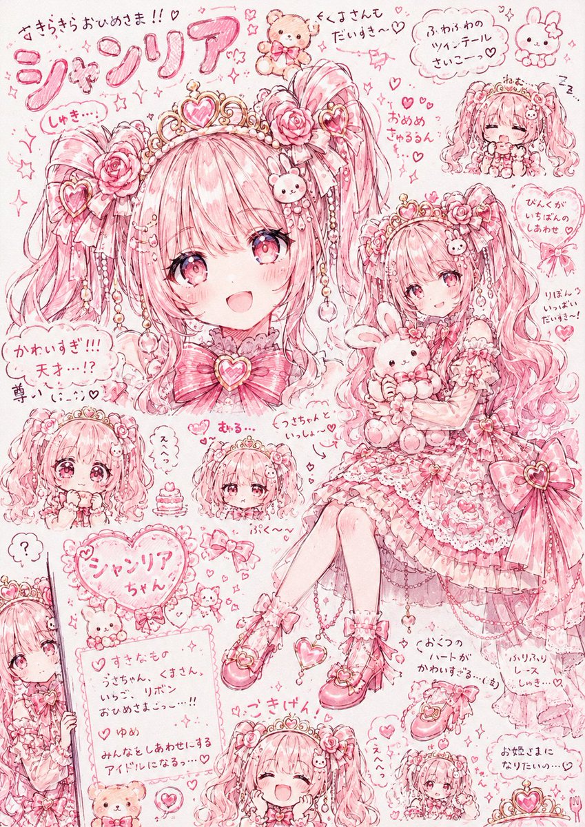 Pink Princess Idol Character Collage