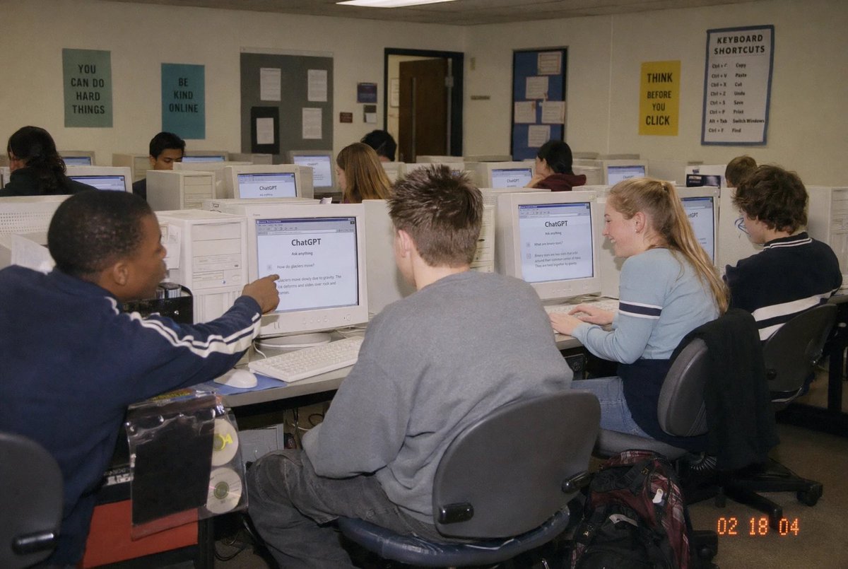 Early 2000s Computer Lab With ChatGPT example