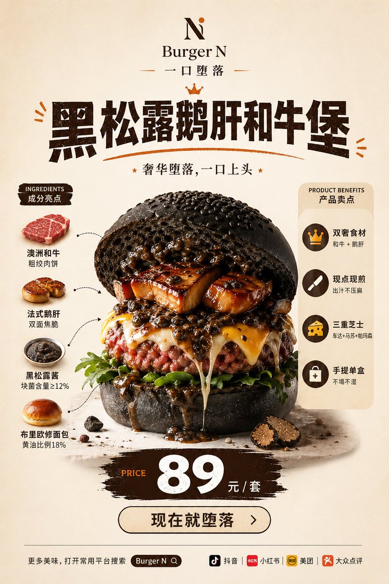 Luxury Truffle Wagyu Burger Poster