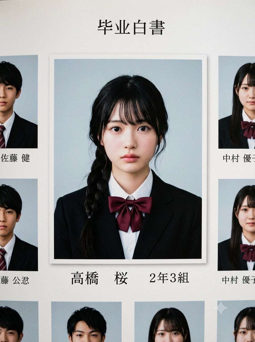 Japanese High School Yearbook Portrait example
