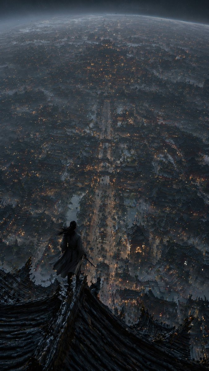 Xianxia Cityscape from God's-Eye View example