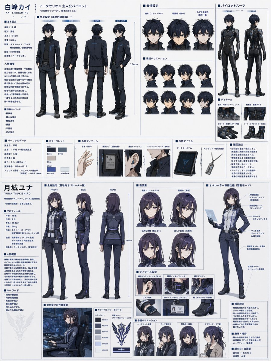 Dual Sci-Fi Character Reference Sheet example