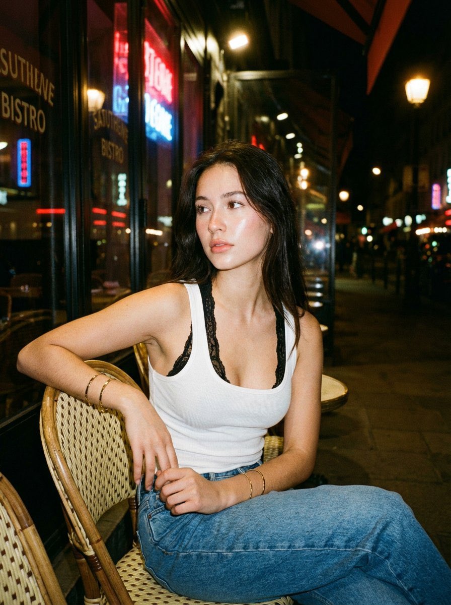 Night Flash Portrait Outside Restaurant