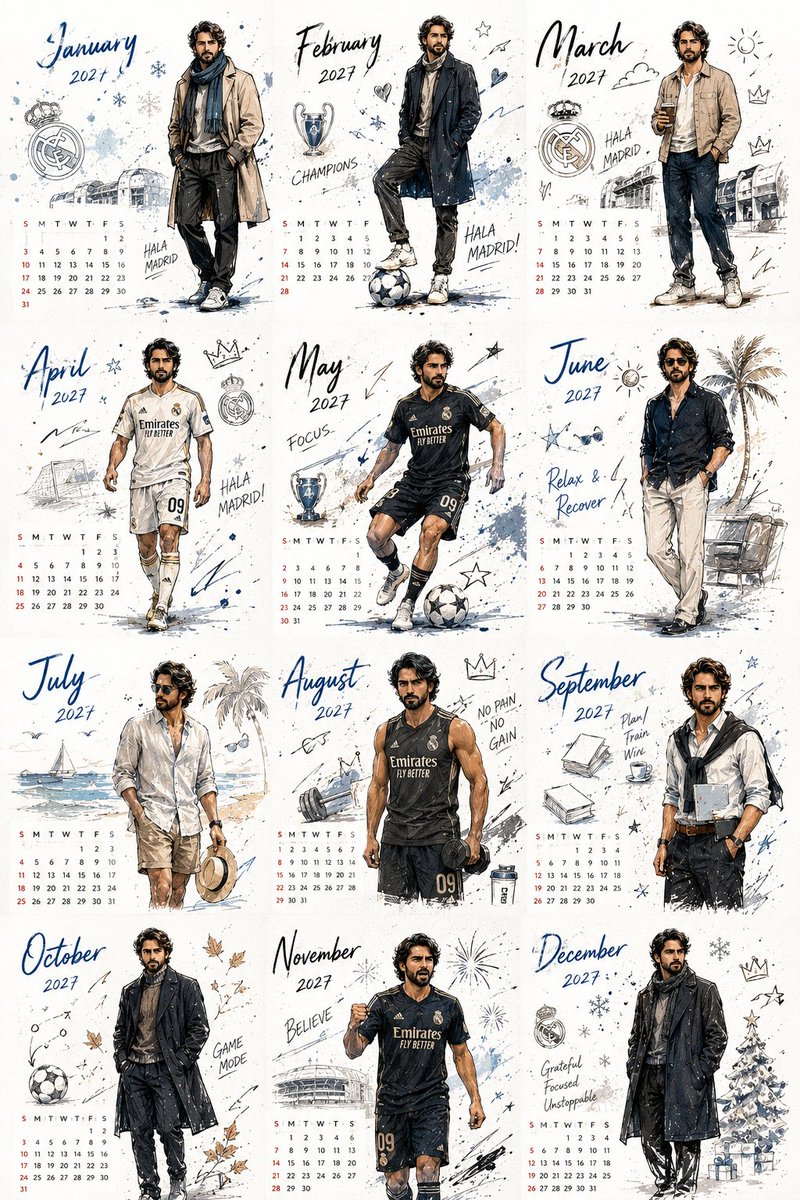 Korean Style Desktop Calendar 2027 example