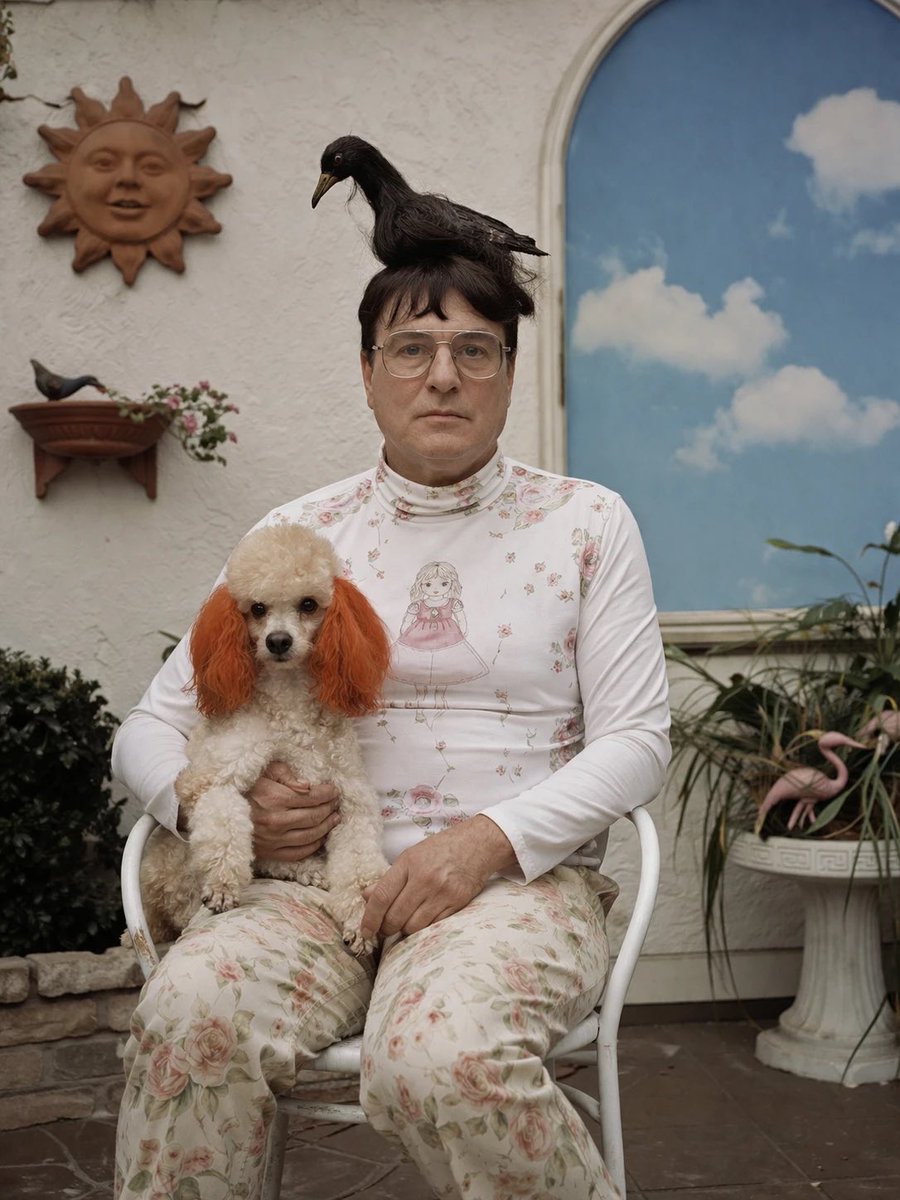Surreal Patio Portrait with Crow and Dog example
