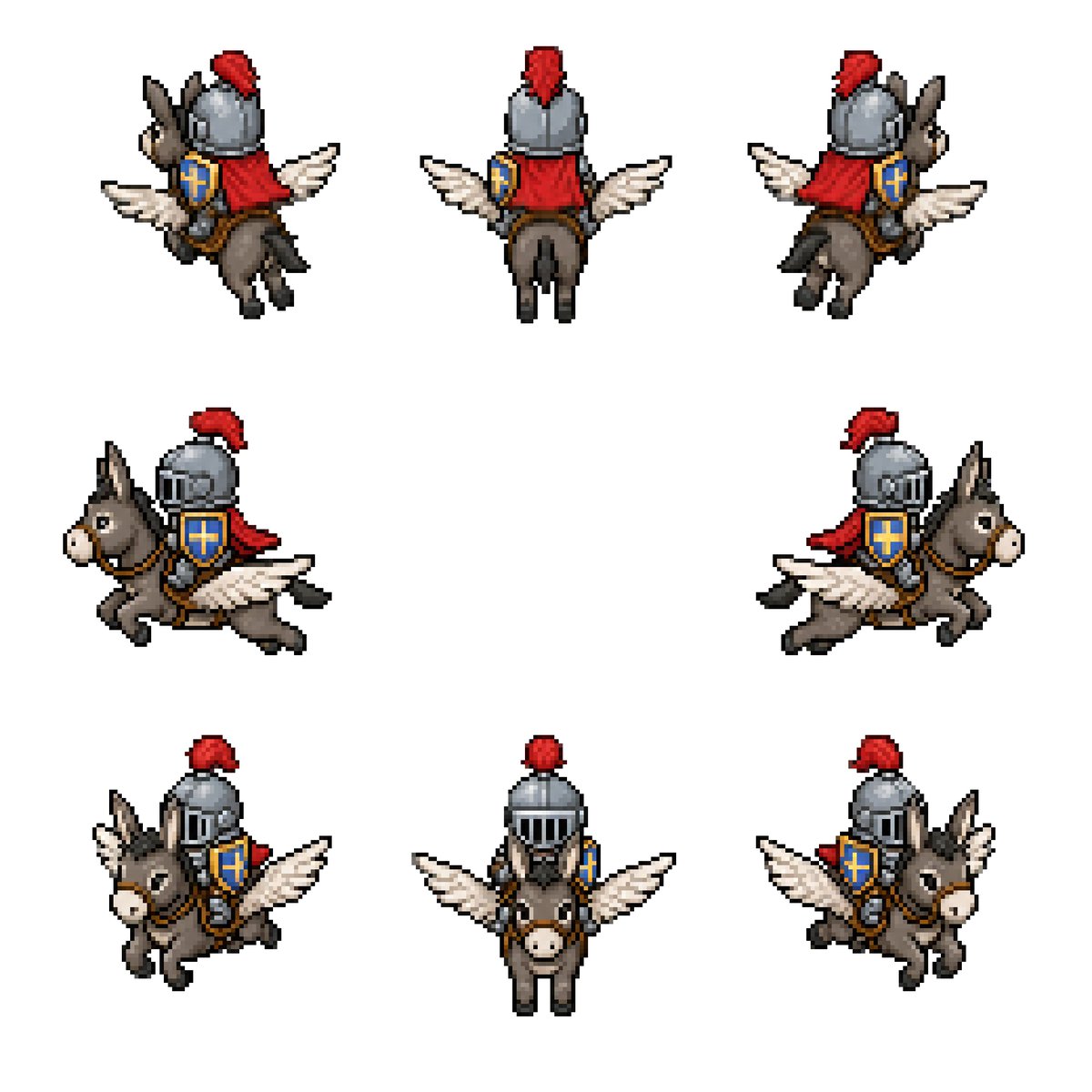 Winged Donkey Knight Sprite Sheet