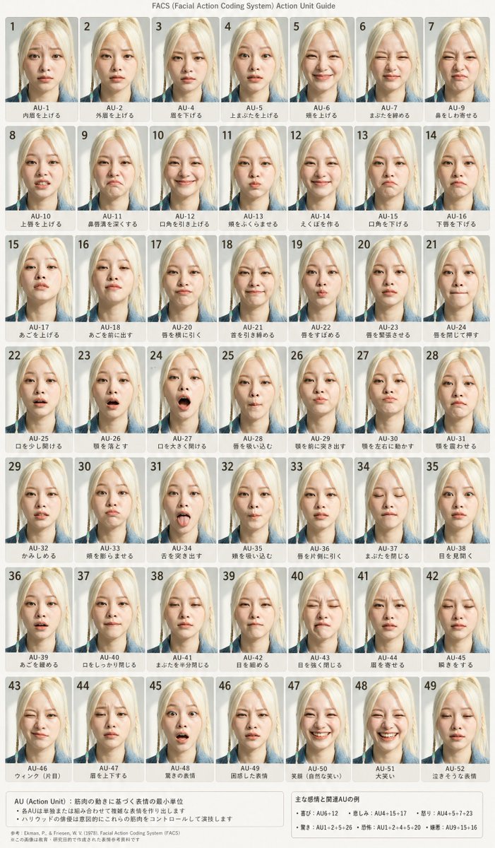 FACS Facial Expression Chart